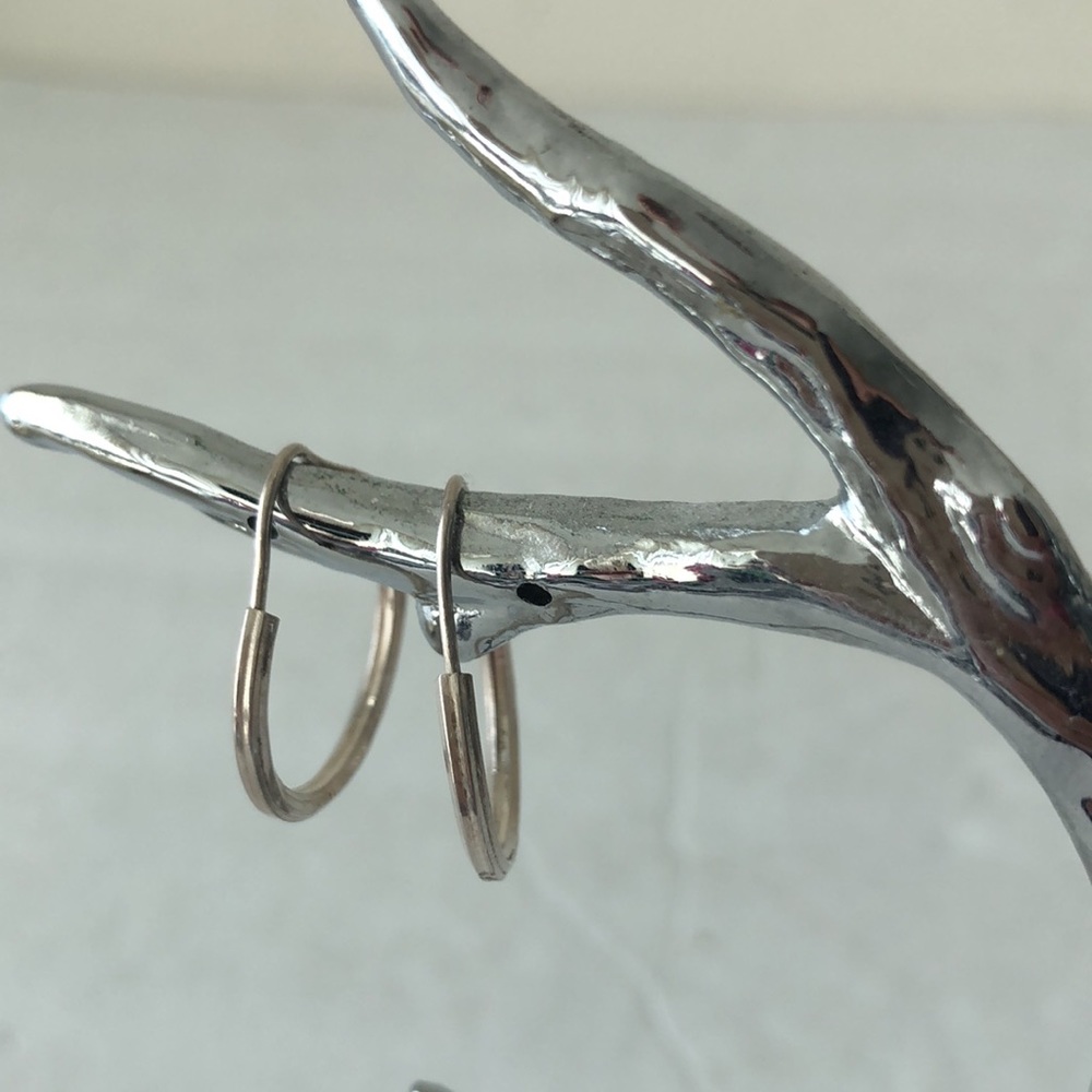 Sterling Silver Hoop Round Circle Earrings 1" long